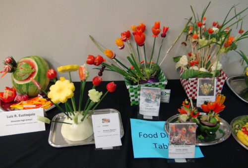 Some of the edible arrangements students produced at the culinary competition at Nevada SkillsUSA